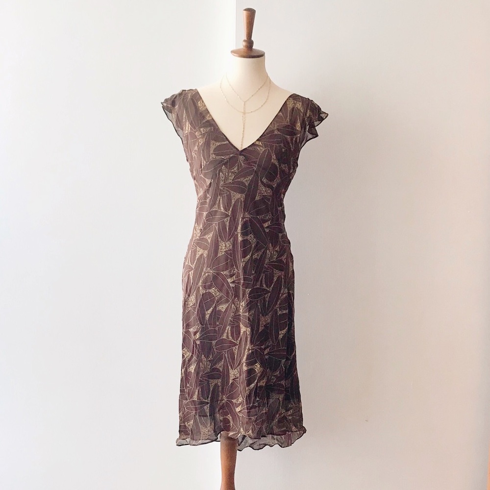 MAX STUDIO leaf print dress sz M